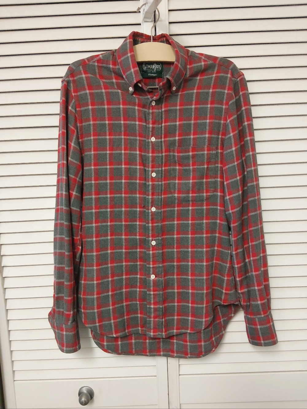 Gitman Bros. Vintage Red and Gray Plaid Long-Sleeve Button-Down Shirt
